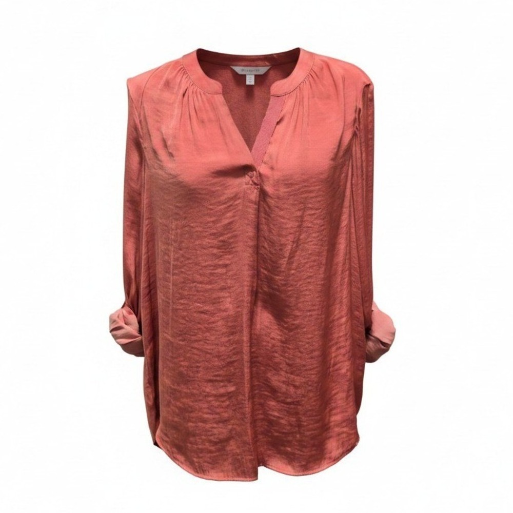 Blouse Simply Vera Vera Wang Medium Womens Shabby Rose Excellent Roll-Tab Sleeve